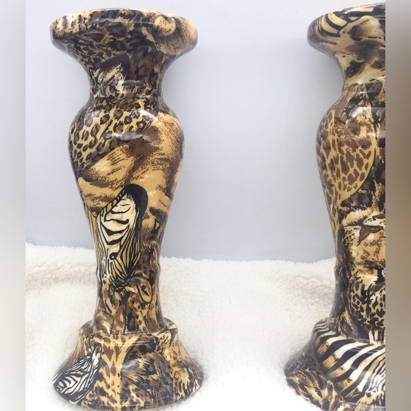 Vintage zebra design candle holders. - Picture 2 of 10